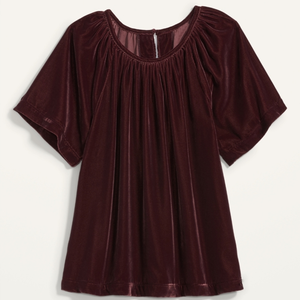 NWOT Old Navy Velvet Shirred Short Sleeve Top